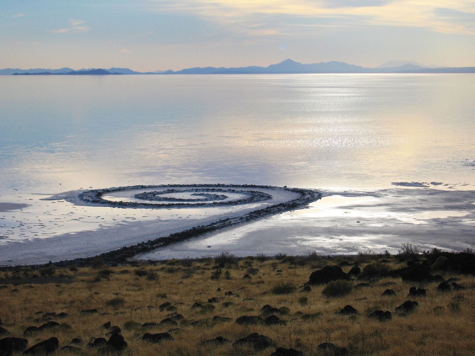 Spiral Jetty Is 1,500 Feet of Basalt in a Salt Lake, Utah