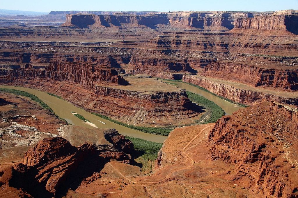 Dead Horse Point Looks Down 2,000 Feet of Canyon, Utah