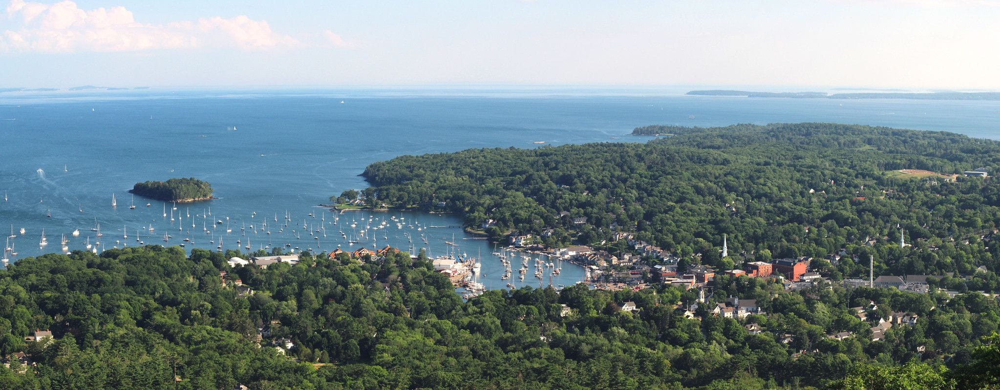 Camden harbor and Penobscot Bay seen from Mount Battie, Maine