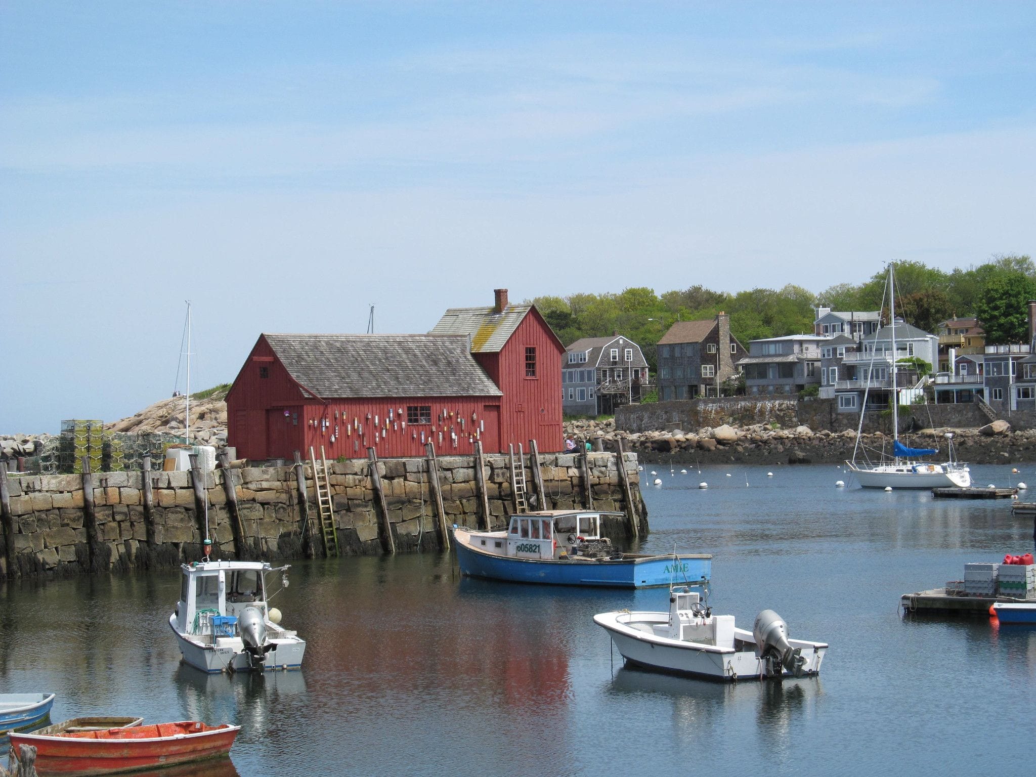 Rockport harbor and the red fishing shack known as Motif No. 1 on Cape Ann, Massachusetts