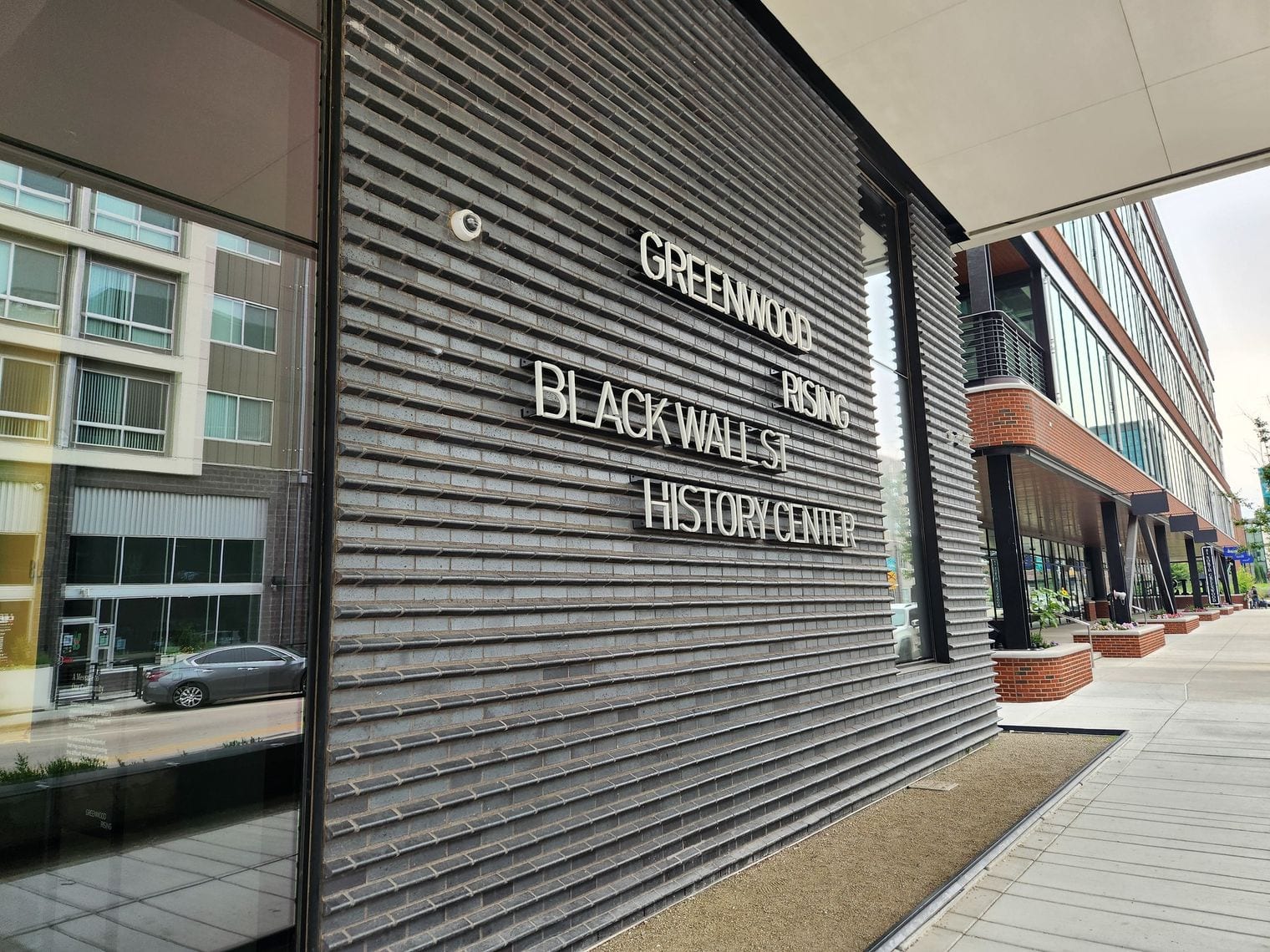 Exterior of Greenwood Rising history center on Black Wall Street in Tulsa, Oklahoma